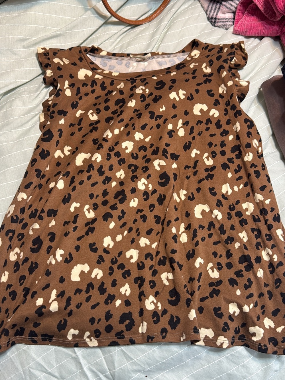 womans Brown Leopard Print top